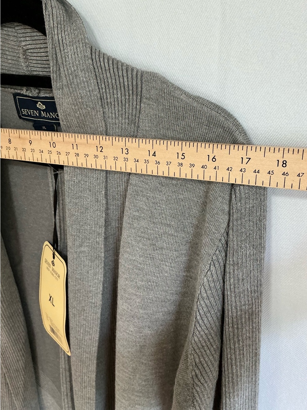 Open-Front Long Ribbed Cardigan Sweater - Gray - Picture 3 of 6